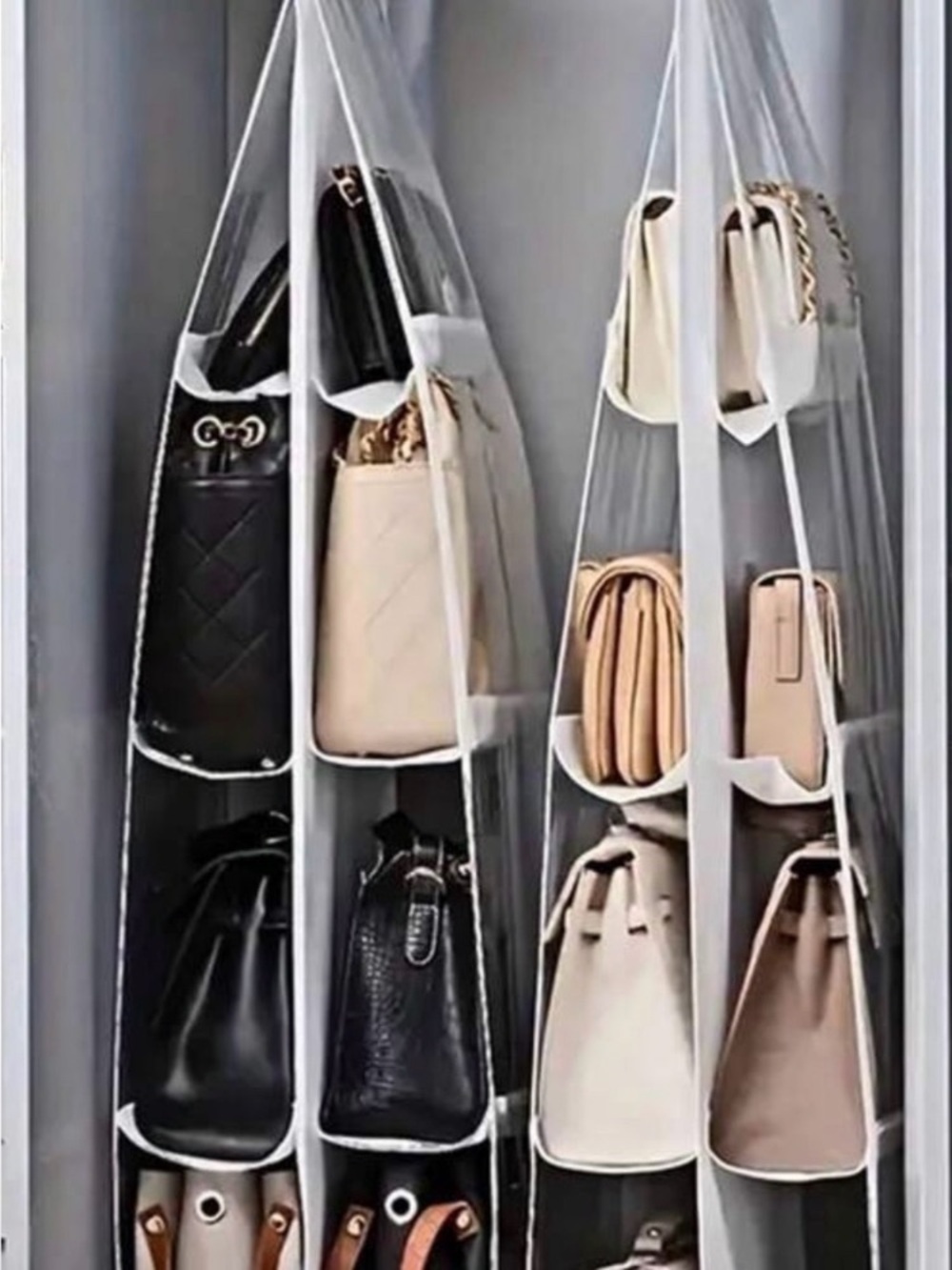 Clear Hanging Purse Organizer - White Trim